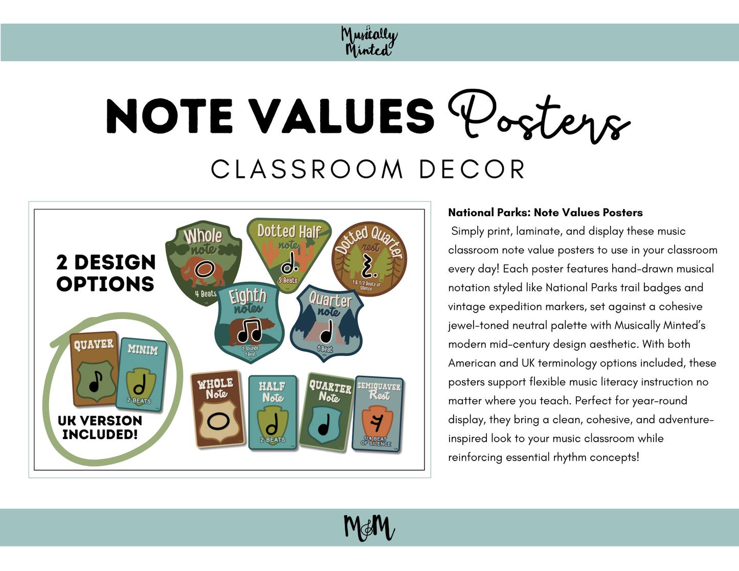 National Parks: Note Values Posters | Music Classroom Decor
