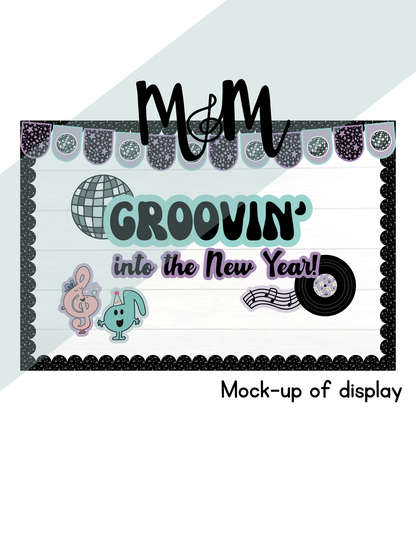 New Year’s Musical Goals Bulletin Board Display | Groovin’ Into a New Year | Printable Classroom Decor & Activity DIGITAL DOWNLOAD