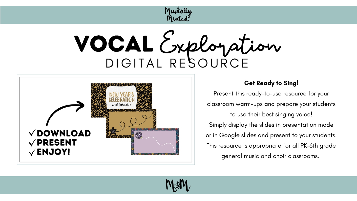 New Year 2026 | Vocal Exploration Google Slides | Music Class Activity DIGITAL DOWNLOAD