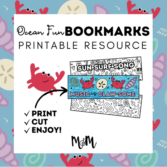 Ocean Fun: Music Bookmarks DIGITAL DOWNLOAD