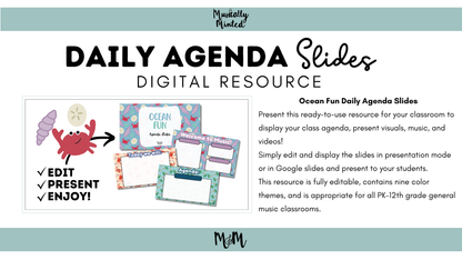 Ocean Fun Daily Agenda Slides | Editable Google Slides | DIGITAL DOWNLOAD