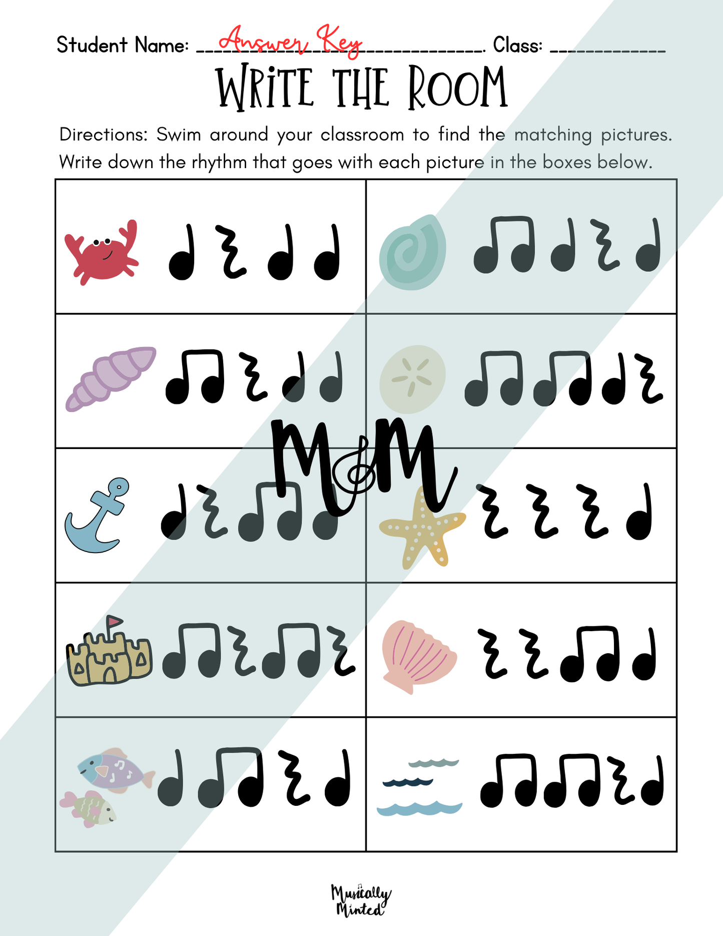 Ocean Fun Write the Room | Level 1 | Write the Room Rhythm Activity DIGITAL DOWNLOAD