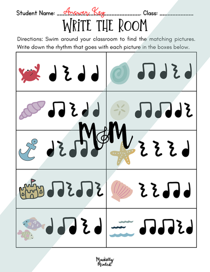 Ocean Fun Write the Room | Level 1 | Write the Room Rhythm Activity DIGITAL DOWNLOAD