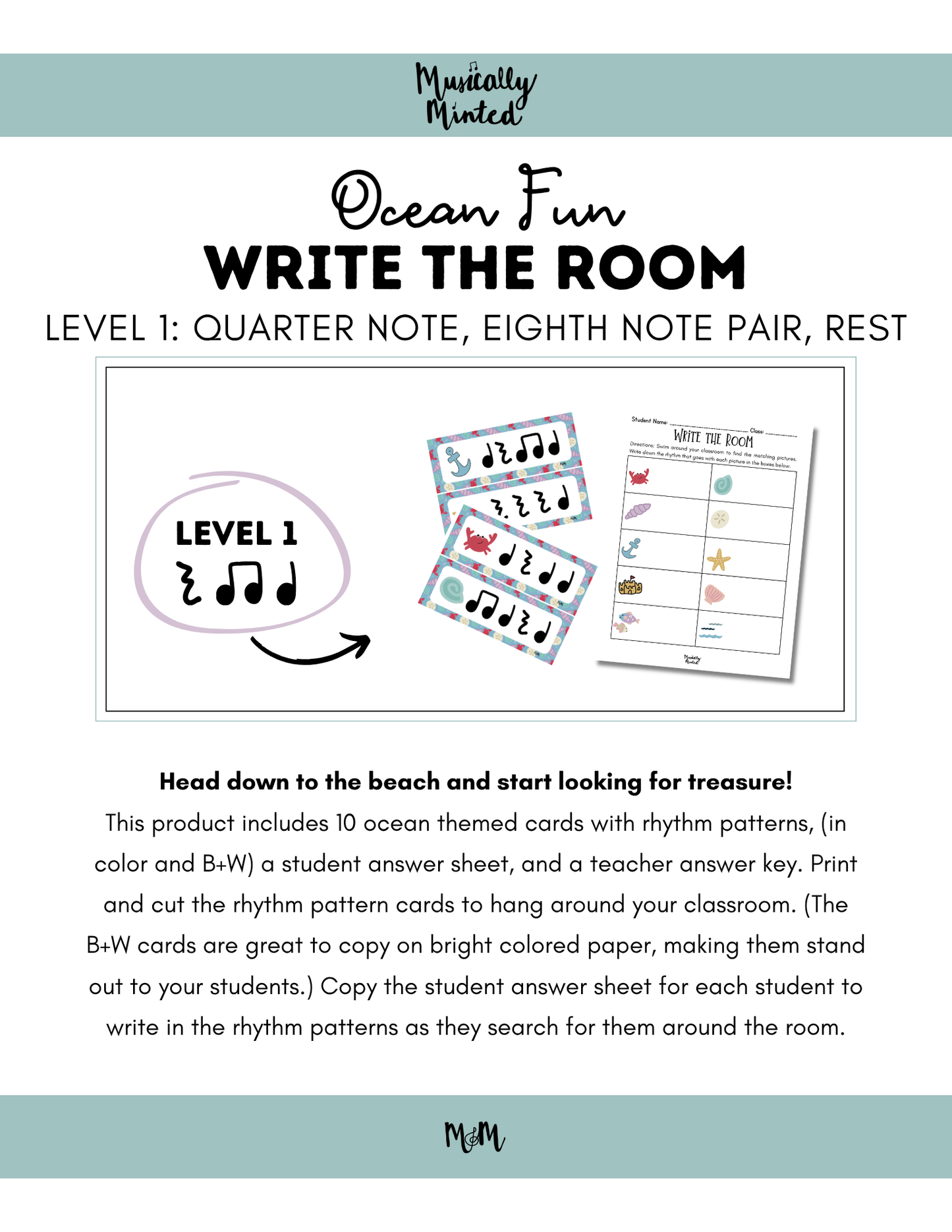 Ocean Fun Write the Room | Level 1 | Write the Room Rhythm Activity DIGITAL DOWNLOAD