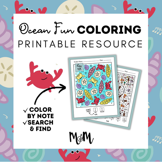 Ocean Fun: iSpy Music Search and Find Coloring Pages DIGITAL DOWNLOAD