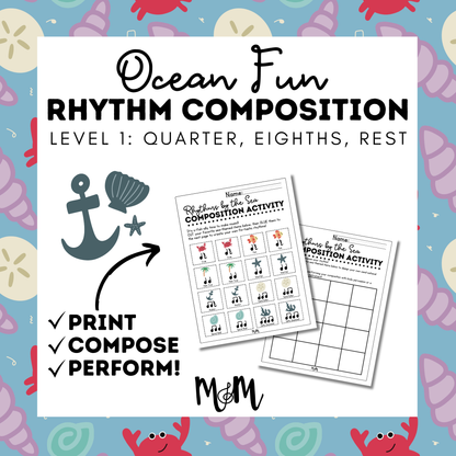 Ocean Fun Cut & Glue | Rhythm Composition Activity | Level 1 | DIGITAL DOWNLOAD