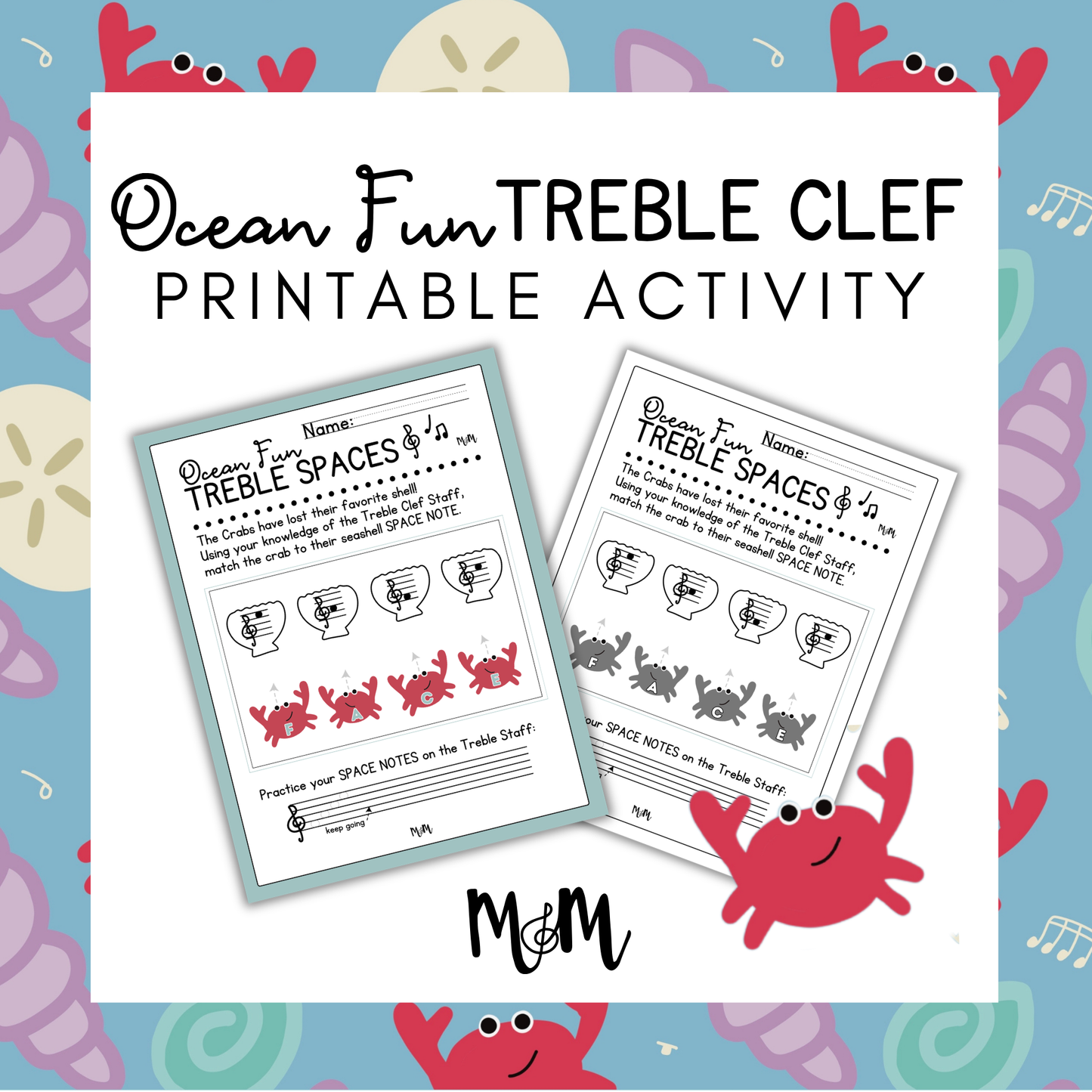 Ocean Fun: Treble Clef Printable Activity DIGITAL DOWNLOAD