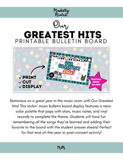Our Greatest Hits! | End of the Year | Music Class Bulletin Board Set & Activity DIGITAL DOWNLOAD