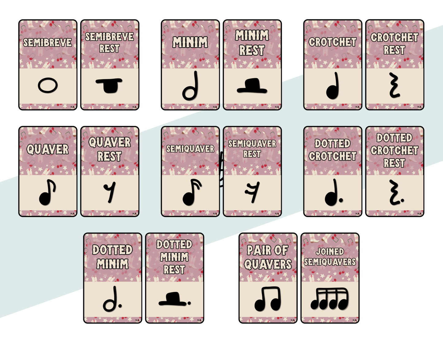 Pink Cowgirl: UK Note Values Posters | UK Music Terms | Music Classroom Decor