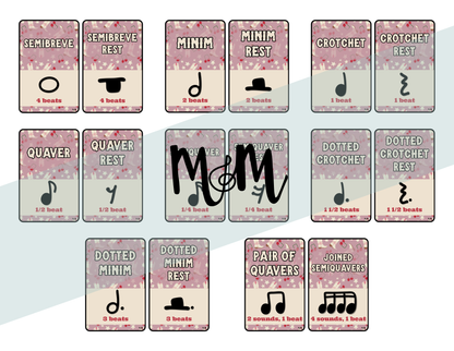 Pink Cowgirl: UK Note Values Posters | UK Music Terms | Music Classroom Decor