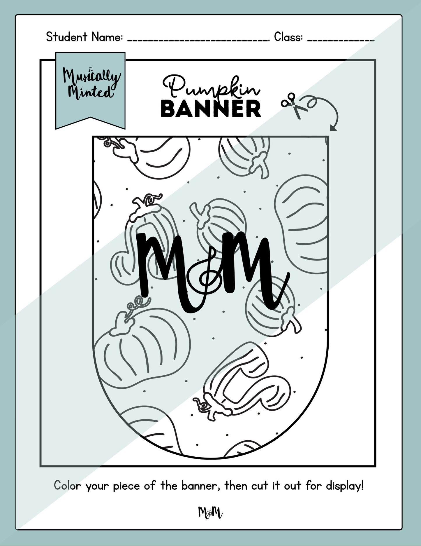 Pitch Perfect Pumpkin: Music Class Banner and Coloring Activity DIGITAL DOWNLOAD