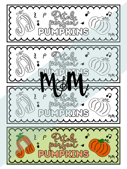 Pitch Perfect Pumpkin: Music Bookmarks | Printable Coloring Activity DIGITAL DOWNLOAD