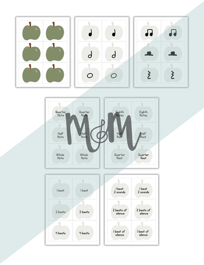 Musical Apples Flashlight Memory Game | Rhythm Level 2 | Fall Music Activity DIGITAL DOWNLOAD