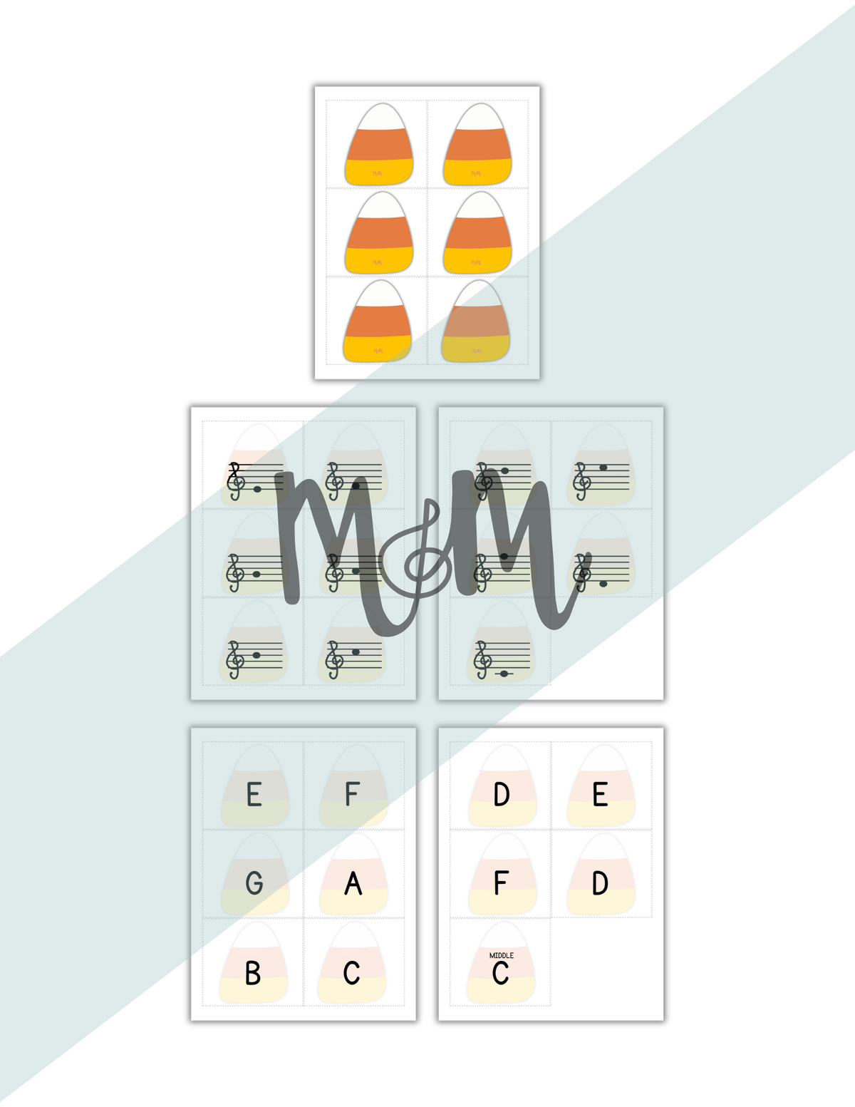 Candy Corn Flashlight Memory Game | Treble Clef | Fall Music Activity DIGITAL DOWNLOAD