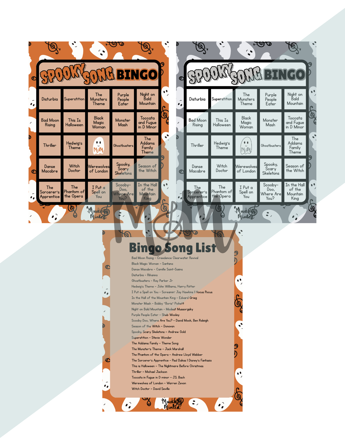 Spooky Song Bingo | Listening Activity & Music Game | Editable with Playlist DIGITAL DOWNLOAD