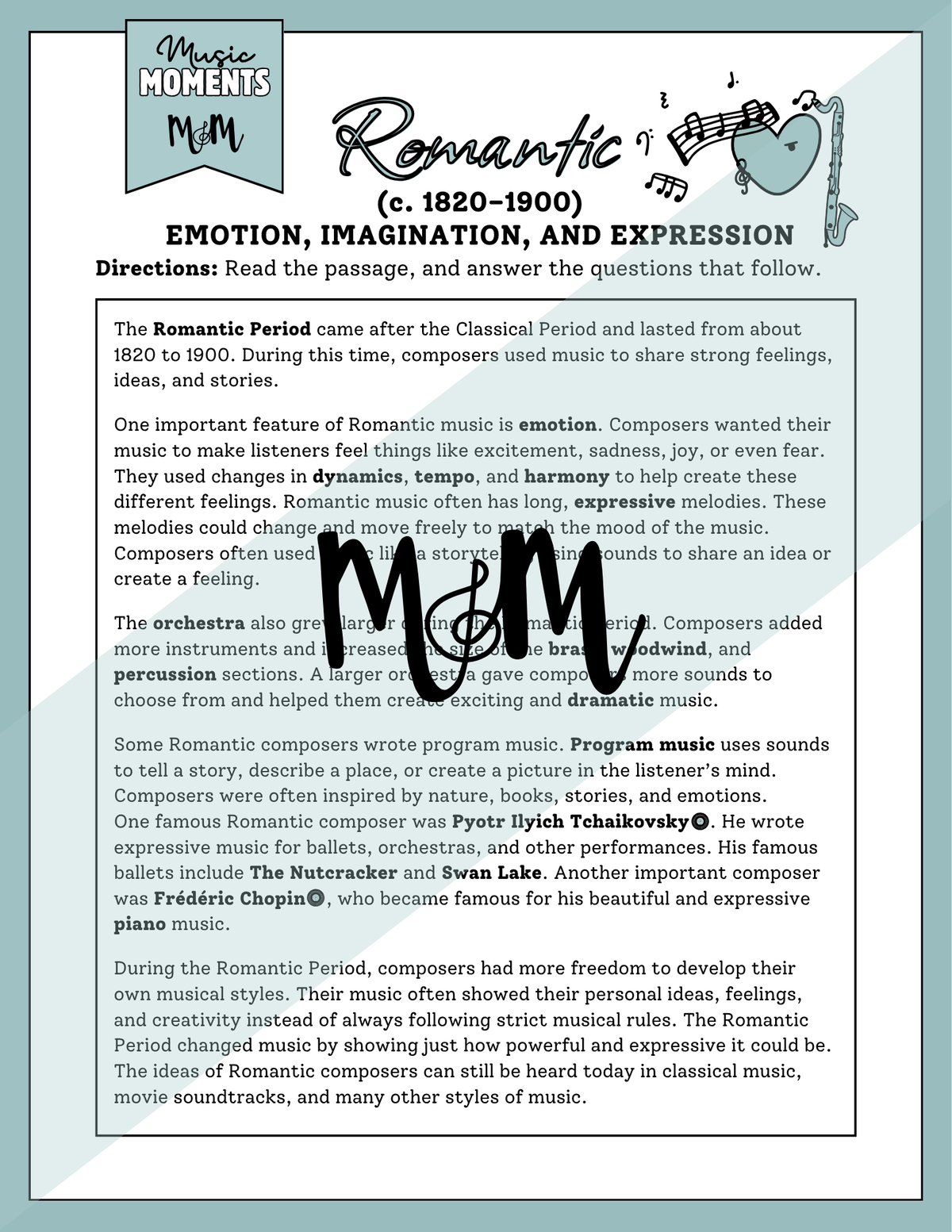 The Romantic Period | Music Class Listening Activity & Music Extension | Unit | DIGITAL DOWNLOAD
