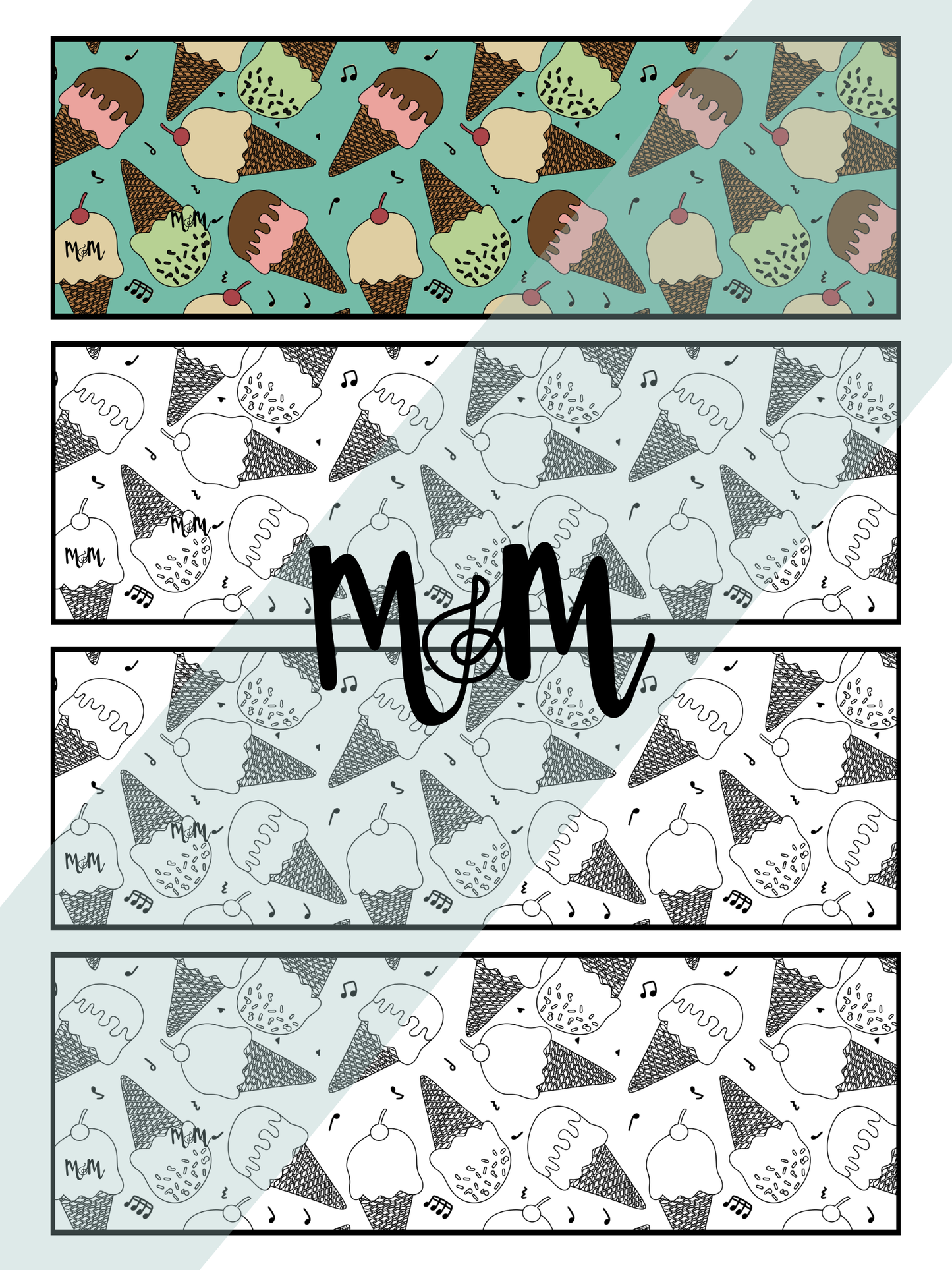 We All Sing for Ice Cream | Music Bookmarks | Printable Coloring Activity DIGITAL DOWNLOAD