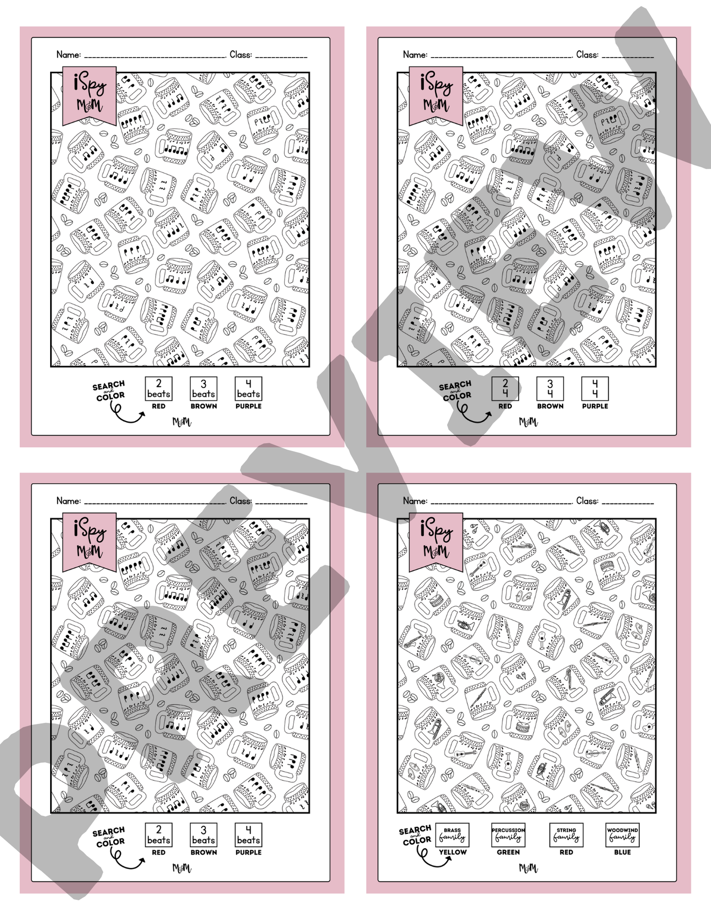 Valentines Day | Color by Music | iSpy Instrument Families, Music Symbols, and Meter DIGITAL DOWNLOAD