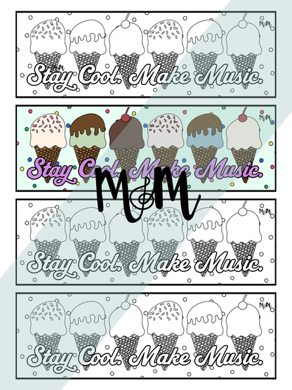 We All Sing for Ice Cream | Music Bookmarks | Printable Coloring Activity DIGITAL DOWNLOAD