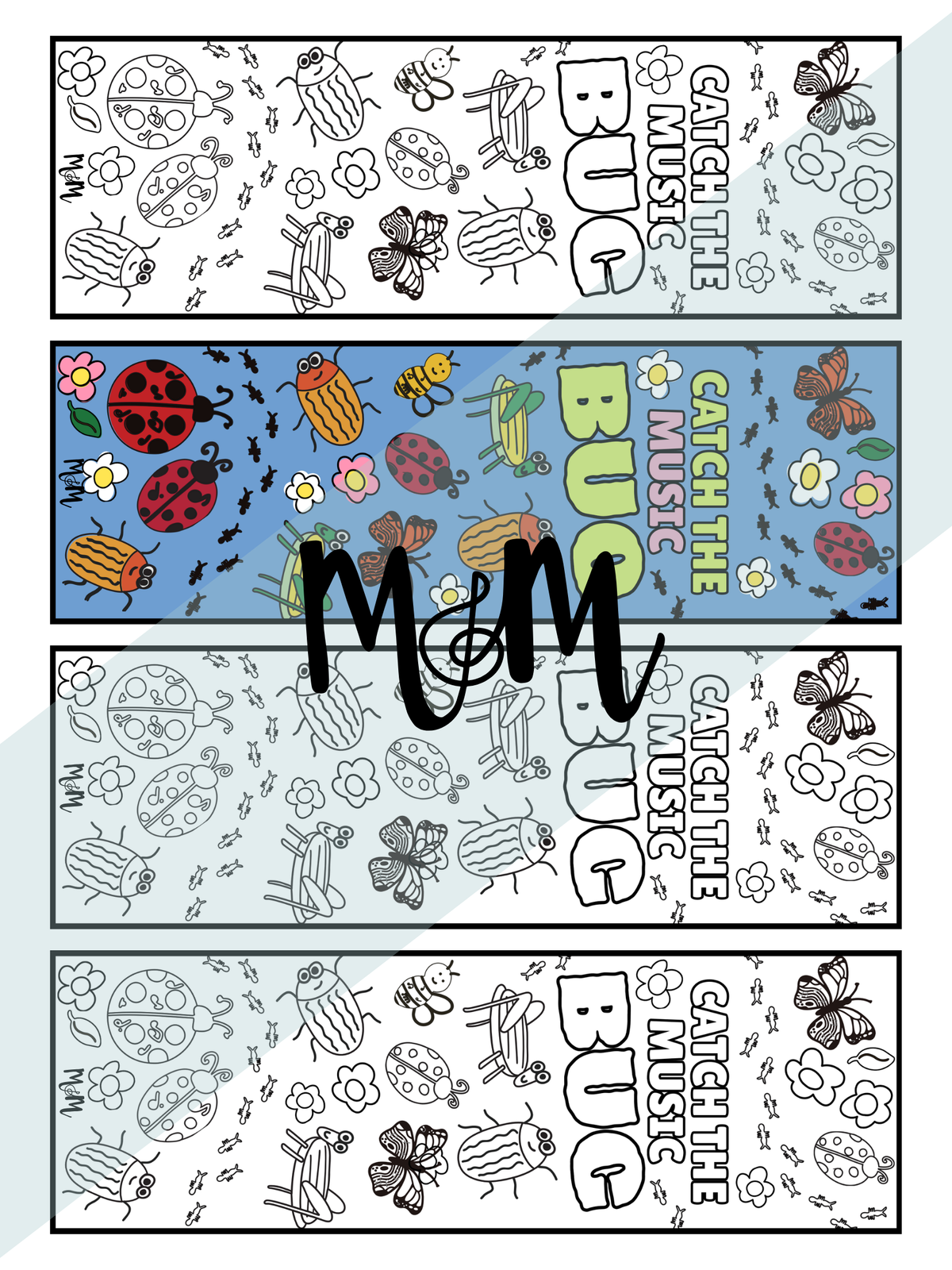 Catch the Music Bug Printable Music Bookmarks | Printable Coloring Activity DIGITAL DOWNLOAD