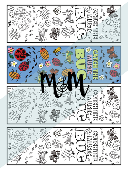 Catch the Music Bug Printable Music Bookmarks | Printable Coloring Activity DIGITAL DOWNLOAD