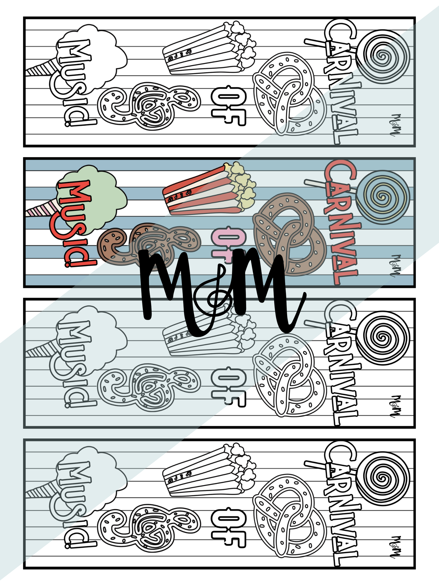 Carnival of Music | Music Bookmarks | Printable Coloring Activity DIGITAL DOWNLOAD