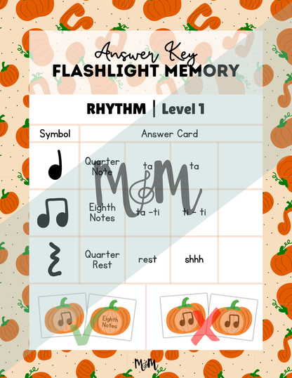 Pitch Perfect Pumpkin Flashlight Memory Game | Rhythm Level 1 | Fall Music Activity DIGITAL DOWNLOAD
