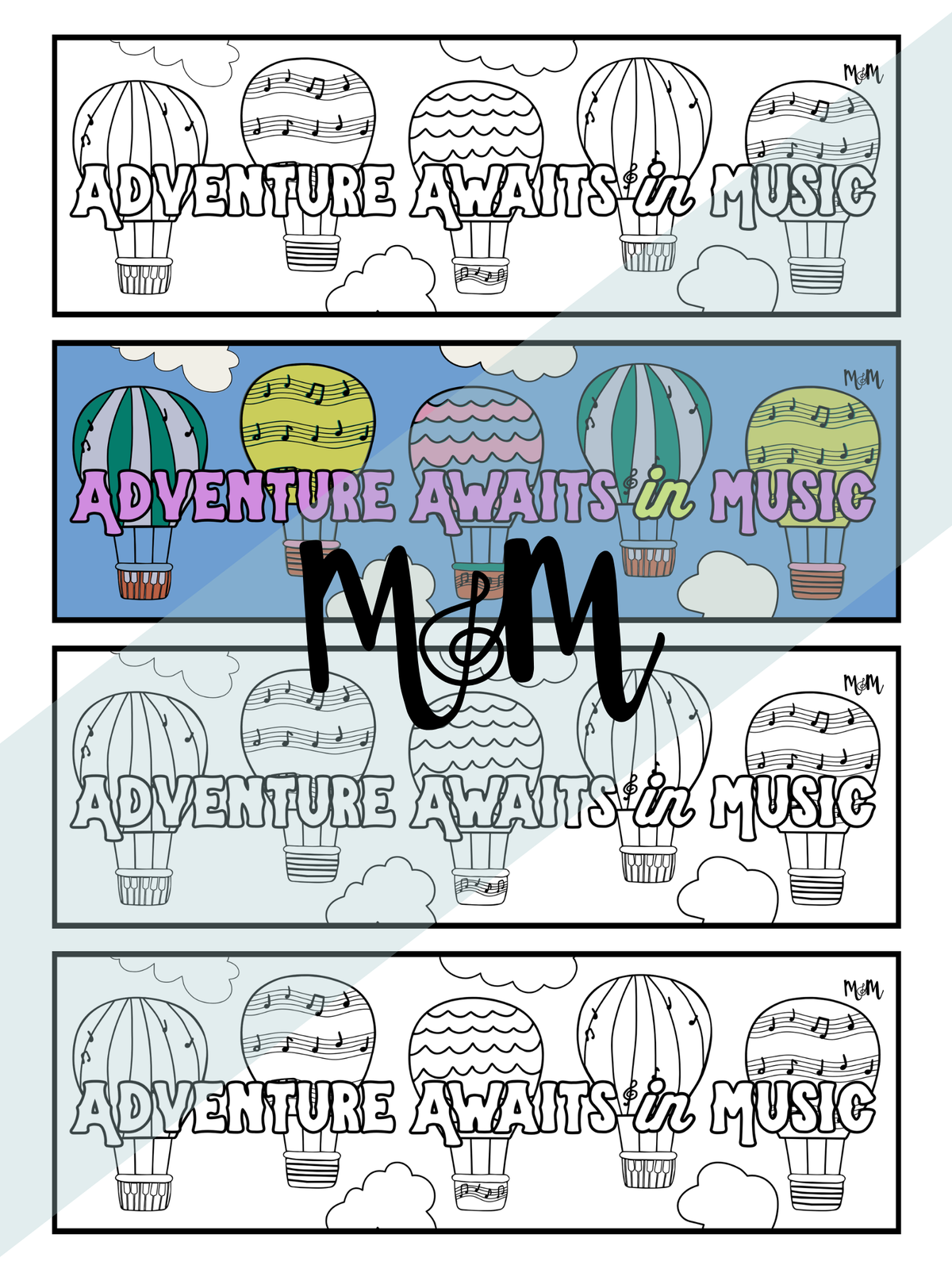 Adventure Awaits in Music Printable Music Bookmarks | Printable Coloring Activity DIGITAL DOWNLOAD