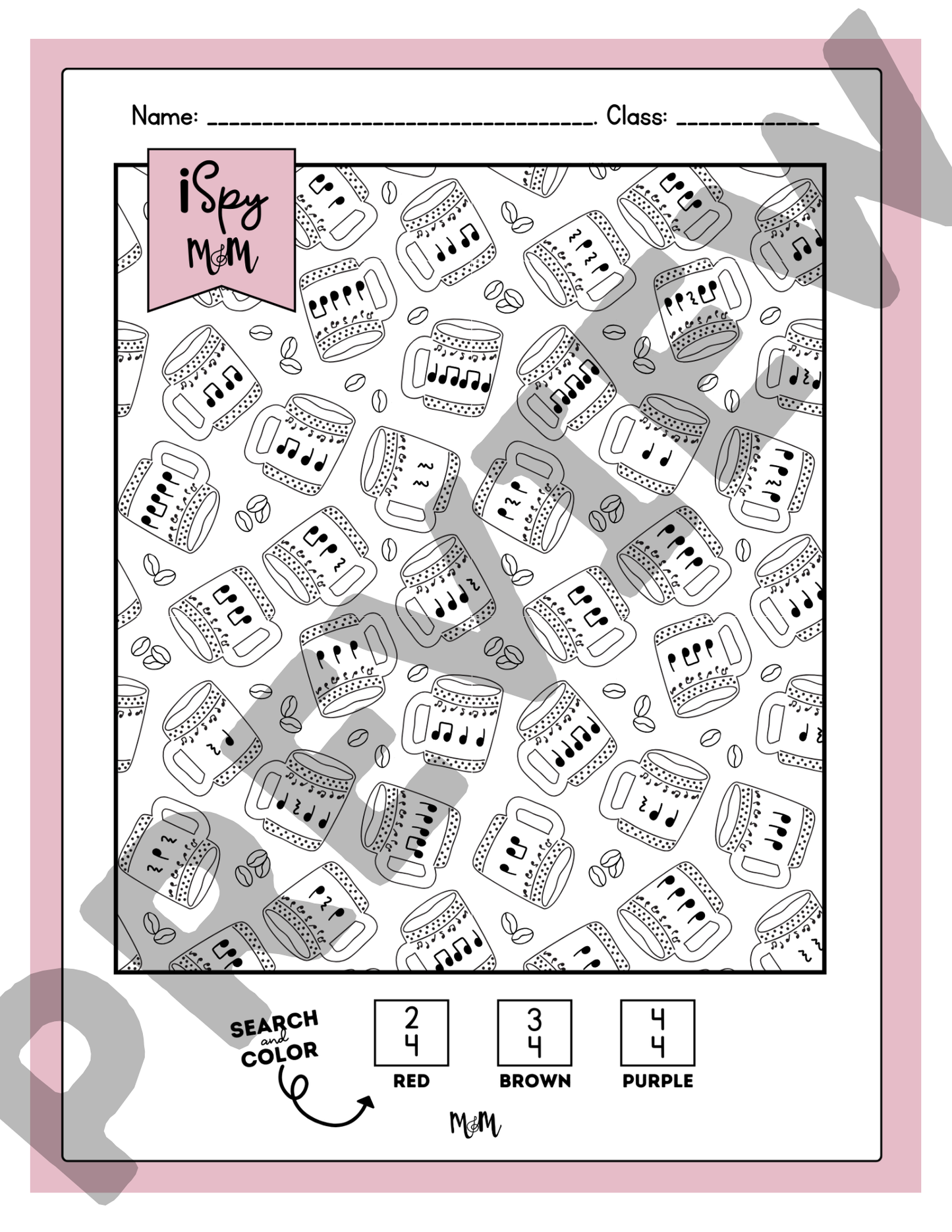 Valentines Day | Color by Music | iSpy Instrument Families, Music Symbols, and Meter DIGITAL DOWNLOAD