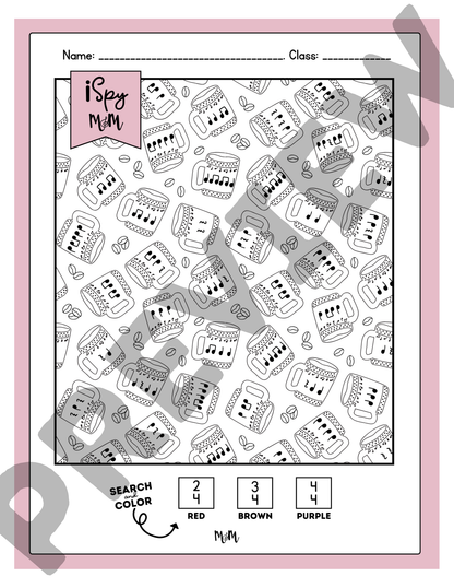 Valentines Day | Color by Music | iSpy Instrument Families, Music Symbols, and Meter DIGITAL DOWNLOAD