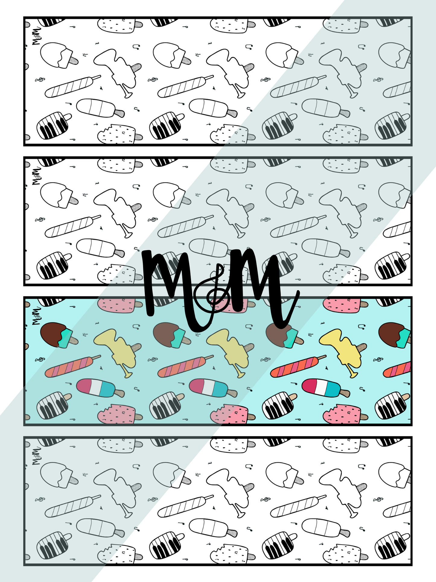 We All Sing for Ice Cream | Music Bookmarks | Printable Coloring Activity DIGITAL DOWNLOAD