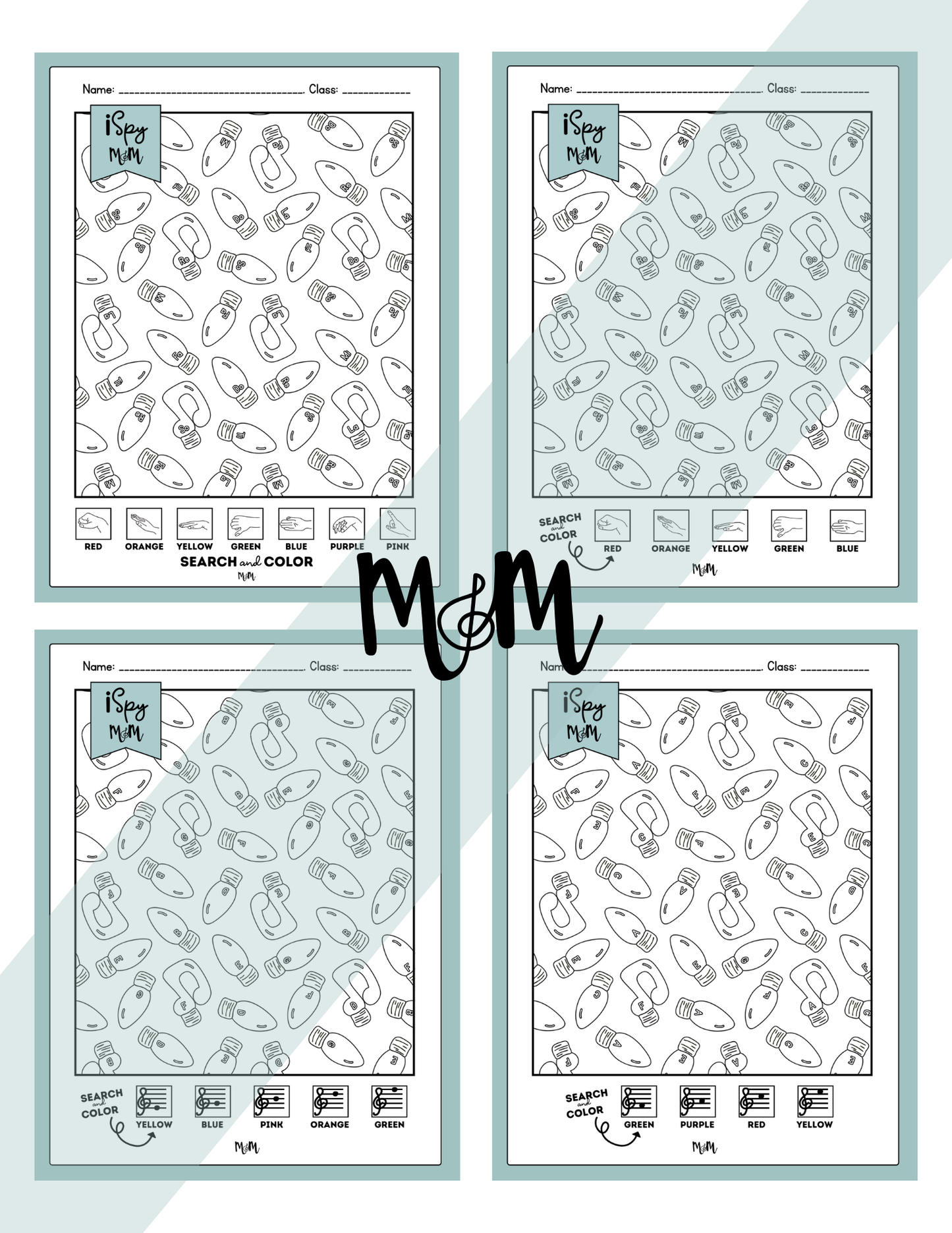 Holiday Favs | Color by Music | iSpy Solfege and Treble Clef DIGITAL DOWNLOAD