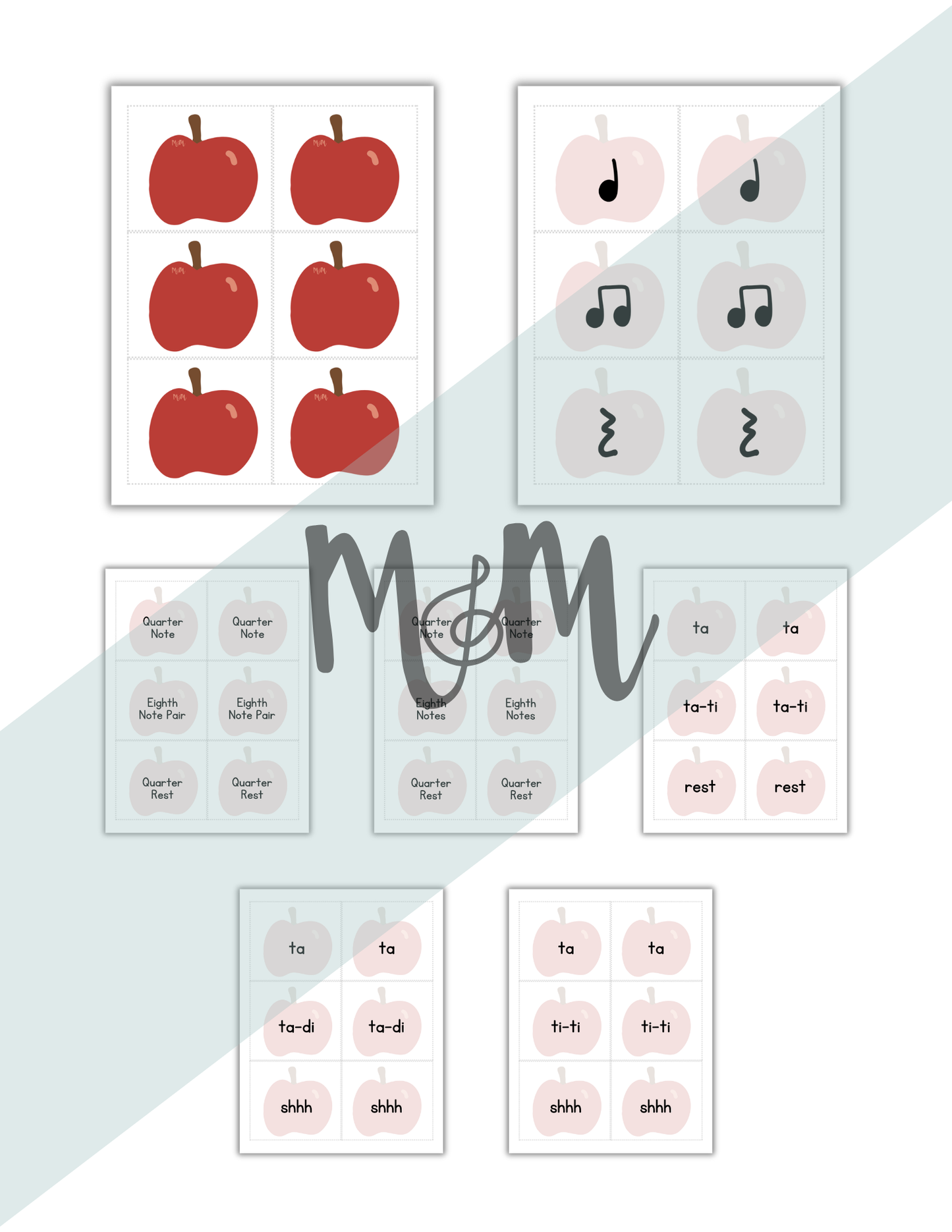 Musical Apples Flashlight Memory Game | Rhythm Level 1 | Fall Music Activity DIGITAL DOWNLOAD
