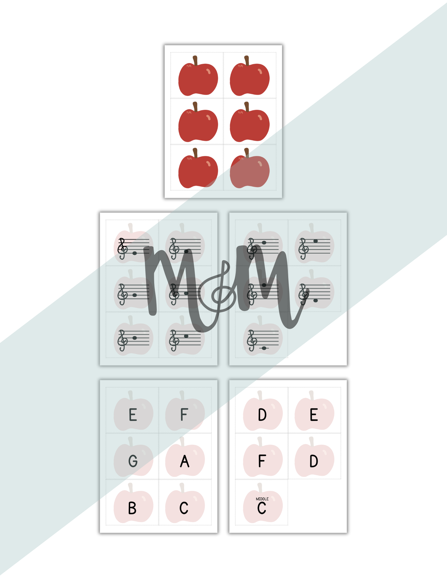 Musical Apples Flashlight Memory Game | Treble Clef | Fall Music Activity DIGITAL DOWNLOAD