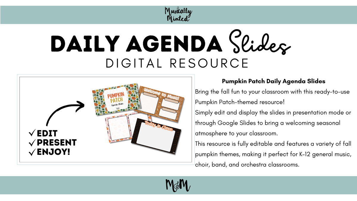 Pumpkin Patch | Daily Agenda Slides | Music Classroom DIGITAL RESOURCE