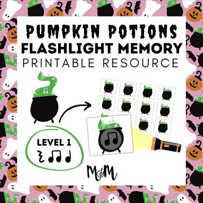 Pumpkin Potions Flashlight Memory Game | Rhythm Level 1 | Fall Music Activity DIGITAL DOWNLOAD