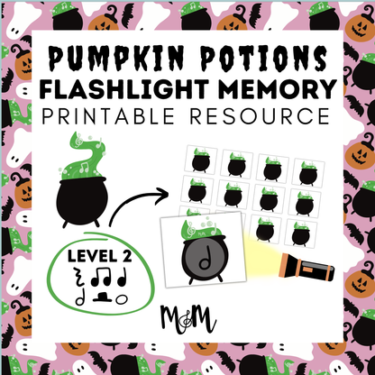 Pumpkin Potions Flashlight Memory Game | Rhythm Level 2 | Fall Music Activity DIGITAL DOWNLOAD