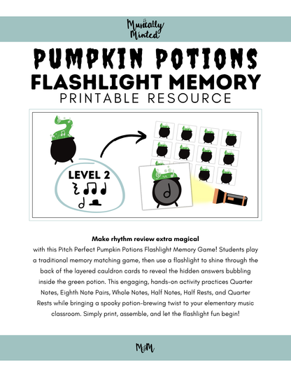 Pumpkin Potions Flashlight Memory Game | Rhythm Level 2 | Fall Music Activity DIGITAL DOWNLOAD