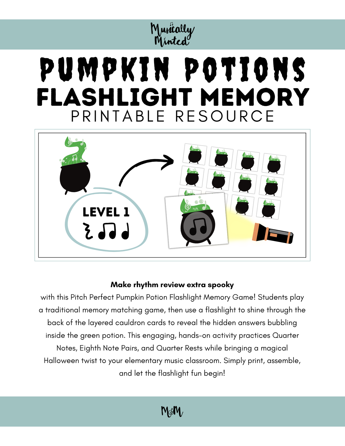 Pumpkin Potions Flashlight Memory Game | Rhythm Level 1 | Fall Music Activity DIGITAL DOWNLOAD