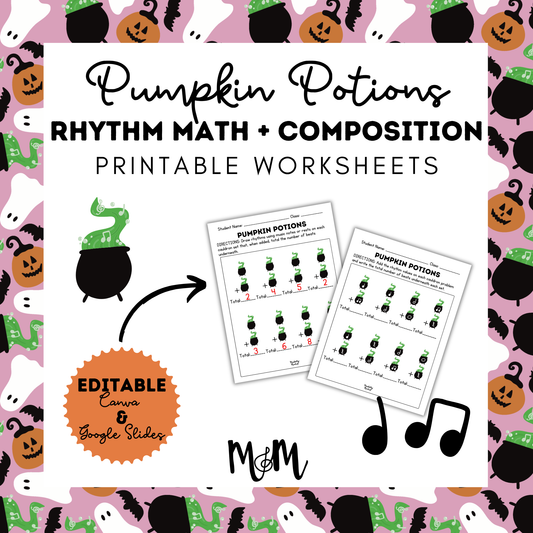 Pumpkin Potions: Rhythm Math Worksheet | Music Class Printable Activity DIGITAL DOWNLOAD