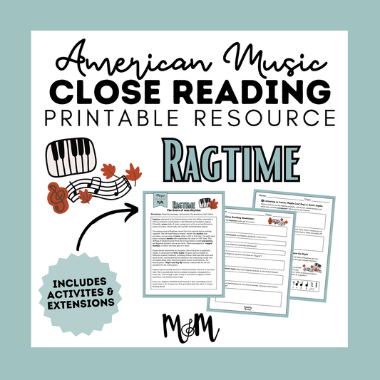 Ragtime | Close Reading, Listening Activity & Syncopation Musical Connection | Unit | DIGITAL DOWNLOAD