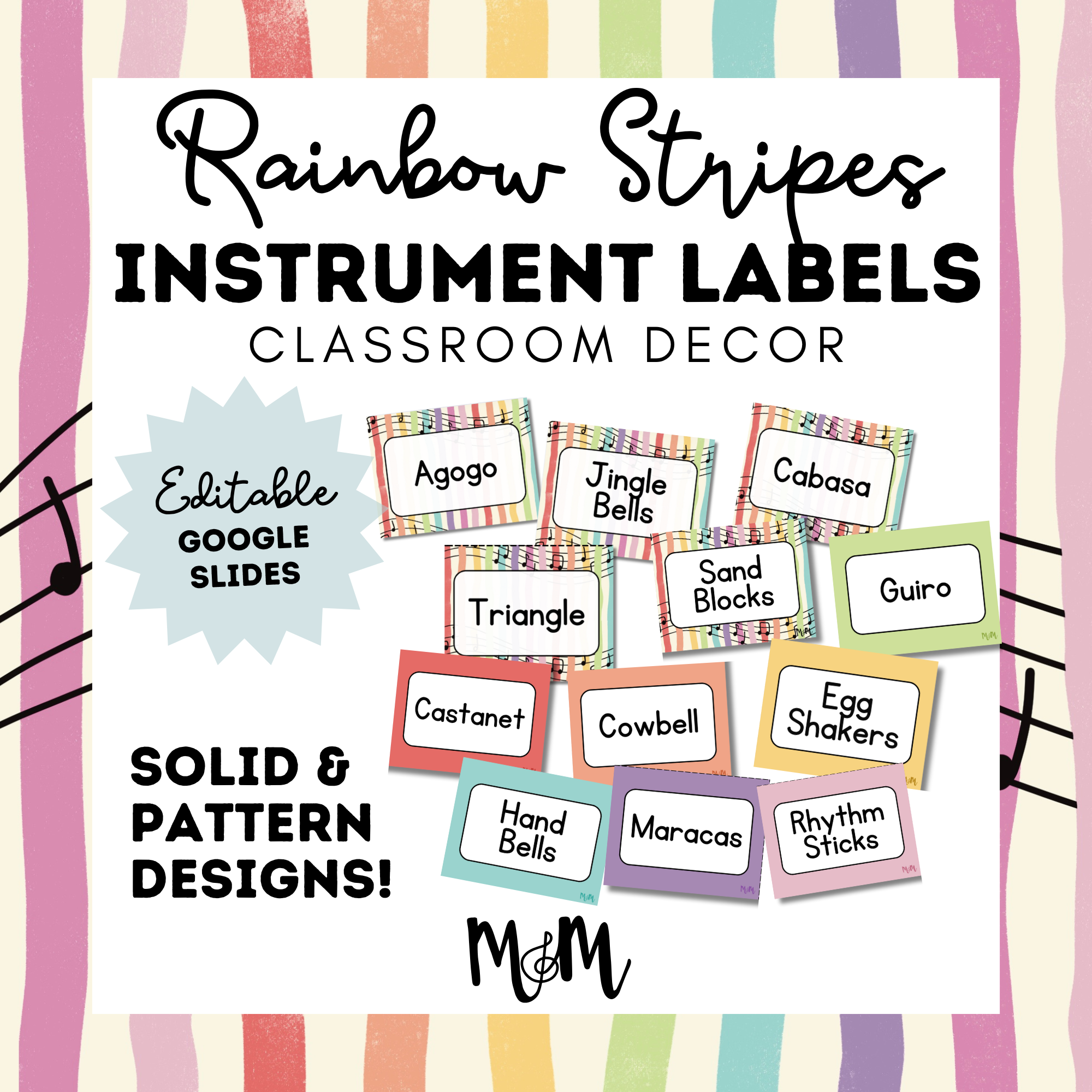 String Instrument Label Rainbow Stripes: Instrument Labels DIGITAL DOWNLOAD – Musically Minted