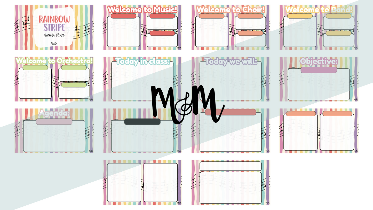 Rainbow Stripes: Agenda Slides DIGITAL DOWNLOAD