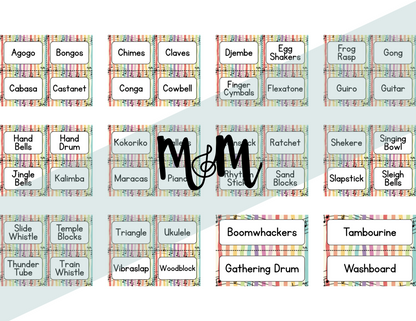 Rainbow Stripes: Instrument Labels DIGITAL DOWNLOAD