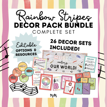 Rainbow Stripes COMPLETE Decor Bundle *DIGITAL DOWNLOAD*