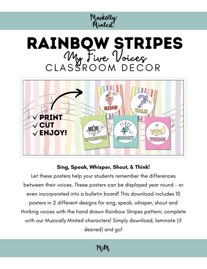 Rainbow Stripes: Five Voices Posters DIGITAL DOWNLOAD
