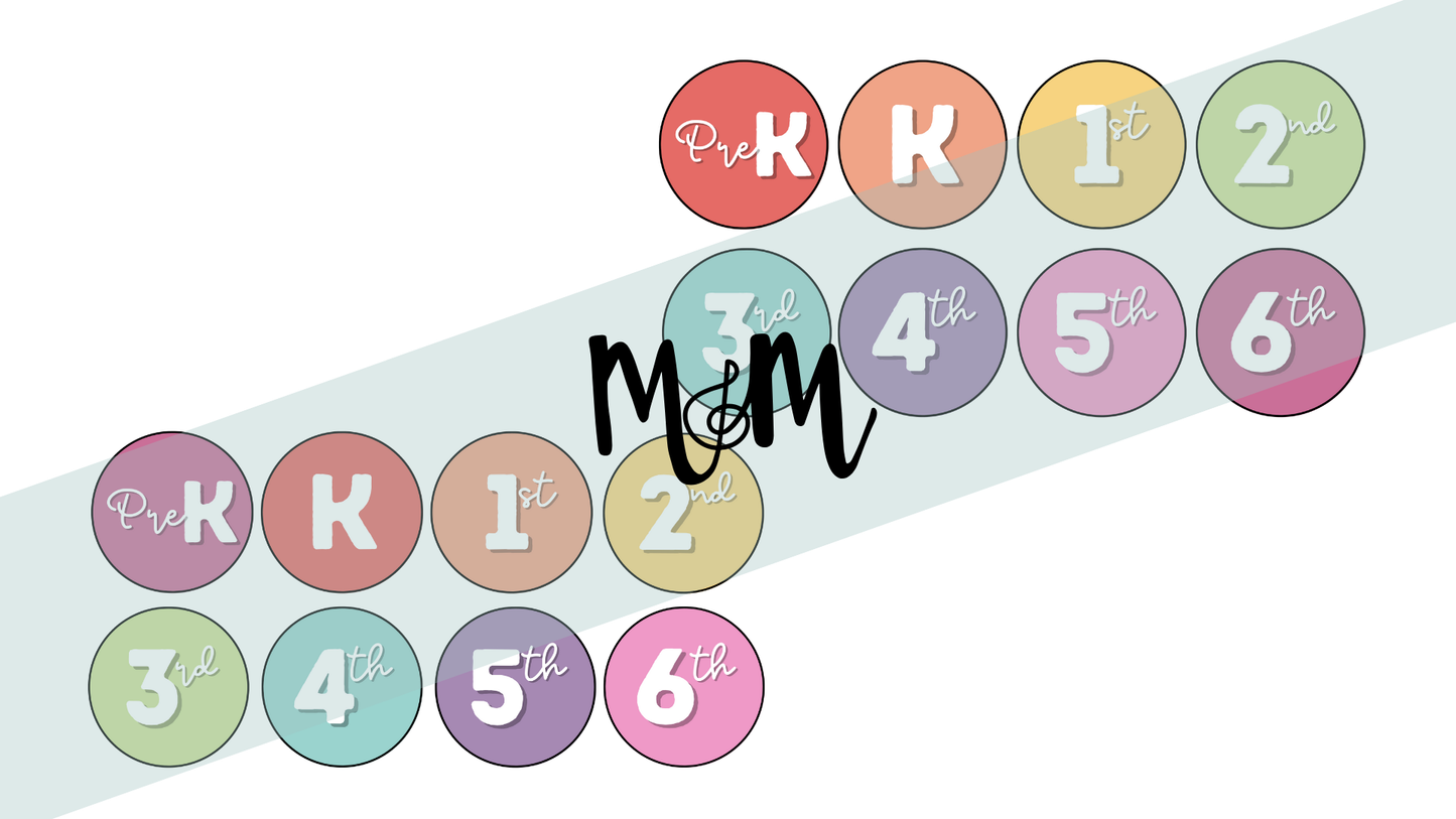 Rainbow Stripes: Grade Level Labels DIGITAL DOWNLOAD