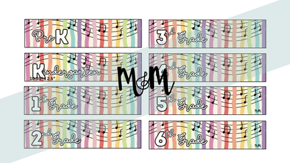 Rainbow Stripes: Grade Level Labels DIGITAL DOWNLOAD