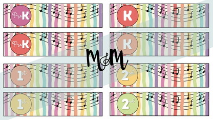 Rainbow Stripes: Grade Level Labels DIGITAL DOWNLOAD