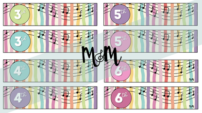 Rainbow Stripes: Grade Level Labels DIGITAL DOWNLOAD